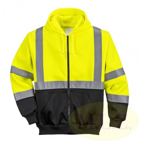 B315  - Dvojfarebná Hi-Vis mikina s kapucou